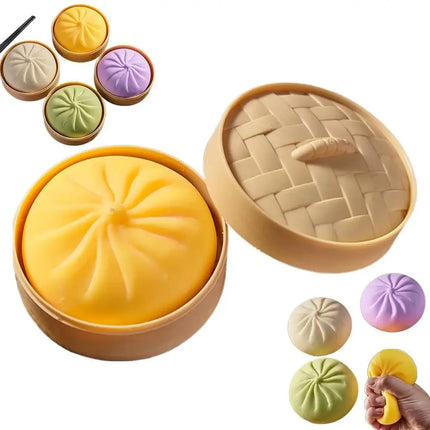 Giant Dumpling Squeeze Toy for Anxiety Relief Soft Steamed Stuffed Bun Simulation Food Fidget Decompression Dough Toy