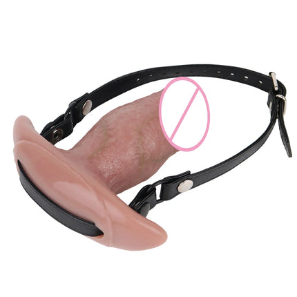 SXXY Adjusting Bondage Deep Throat Mouth Plug Leather Silicone Bdsm Mouth Gag Sex Toys Flirt Sex Tools Simulation Dildo For Adul