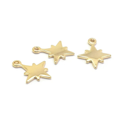 18K Gold Color Brass  Zircon Star Charms Pendants Jewelry Necklaces Earrings Bracelets Making Supplies Diy Findings Accessories