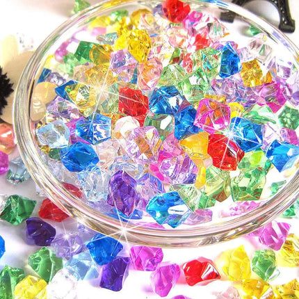 100PCS Plastic Gems Ice Grains Colorful Stones Children Jewels Acrylic Jewels Ice Counter Crystal Diamonds DIY Crafts Beads Toy