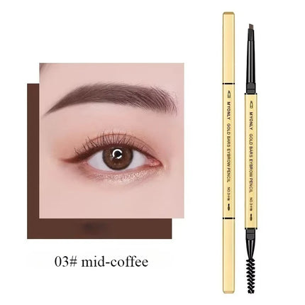Gold Bar Double Ended Eyebrow Pencil - Ultra Fine 0.5mm Triangle Tip Waterproof & Smudge-proof for 3D Natural Brows