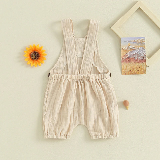 Pudcoco Infant Baby Boys Girls Overalls Sleeveless Backless Front Pocket Rompers Newborn Spring Fall Outfit 0-24M
