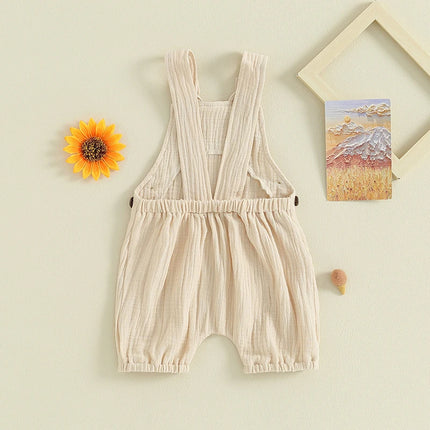 Pudcoco Infant Baby Boys Girls Overalls Sleeveless Backless Front Pocket Rompers Newborn Spring Fall Outfit 0-24M