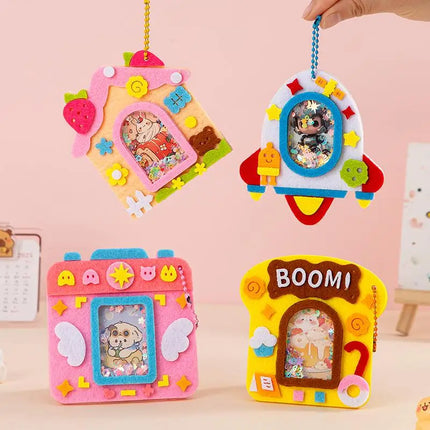 4PCS Shaker Puzzle Toys Cartoon Non Woven Shake Pendant DIY Material Kits For Kids Easy To Paste Accessories Handmade Crafts