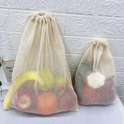 Reusable Cotton Mesh Bag Large Eco-friendly Mesh Shopping Bag Fruit and Vegetable Storage Light Weight Bundle Pocket Kitchen
