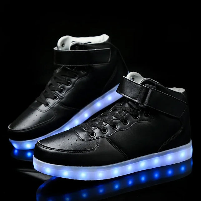Wholesale LED Light-Up Shoes Plus Size High-Top Charging Colorful Night Fluorescent Couple Board Shoes From China Mainland
