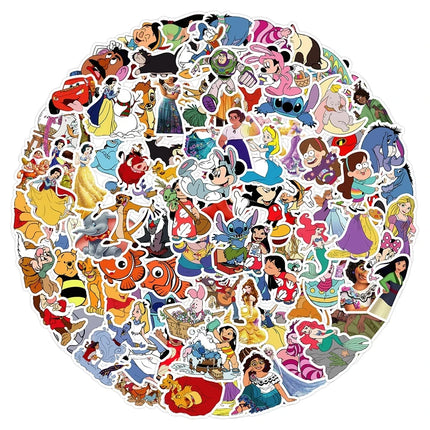10/30/50/100/200pcs Disney Cute Mix Cartoon Micky Princess Stickers Laptop Skateboard Phone Car Graffiti Sticker Decal Kid Toy