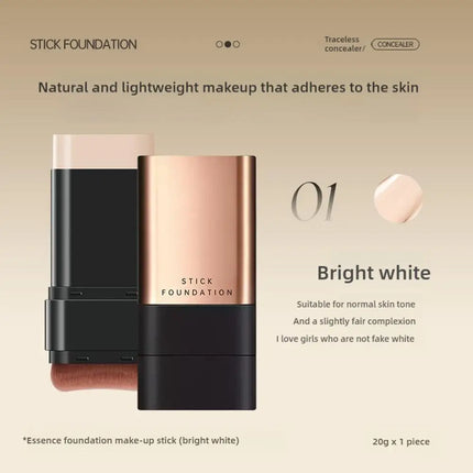 Foundation Stick High Coverage Concealer Stick With Big Brush 2 In 1 Moisturizing Face Waterproof BB Cream Korean Makeup Base