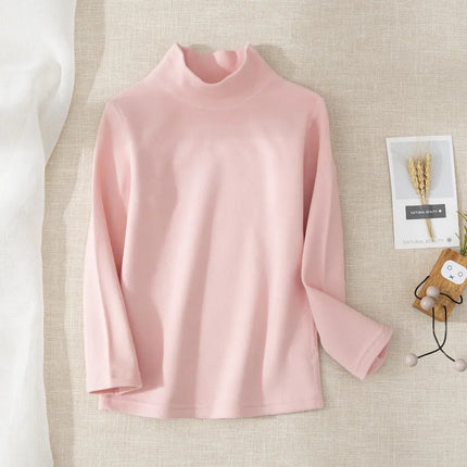 1pcs Children Thermal T-shirt Boys Girls Base TShirt Autumn Winter Warm Student Trendy Solid Color Long Sleeved Top Kid Clothing