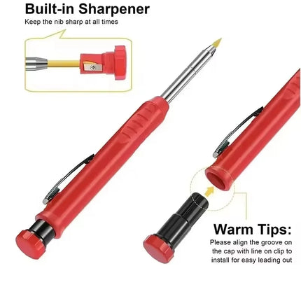 Solid Carpenter Pencil Set Mechanical Woodworking Tools with Refill for Carpentry Marking And Scriber Construction Job E