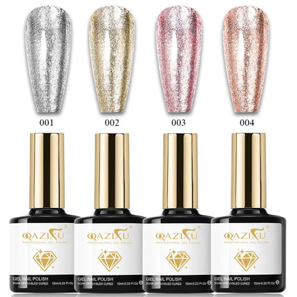 1-4pcs 10ml 4 Colors Golden Silver Glitter Gel Nail Polish Set UV LED Soak off Gel Varnish Shiny Nail Art For Salon Home Winter