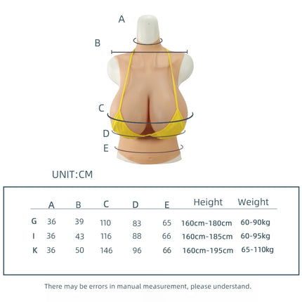 Realistic Silicone Breast Prosthetics for Crossdressing Fake busty boobs Half-Body Style I＆K Cup Comfortable And Natural-Looking