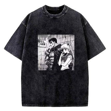 HOT Berserk Manga Tshirt Guts Anime T Shirt Men Women T-shirt Vintage Washed Cotton Clothing Summer Casual Short Sleeves Tees