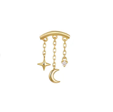 CANNER 1PC 925 Sterling Silver Chain Tassel Piercing Earrings Chain Charm Accessories For Woman Shiny Earring Fine Jewelry Gift