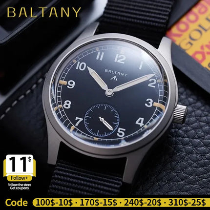 Baltany Dirty Dozen Watch Man S2019 Military Vintage Wristwatch Small Seconds Hand VD78 Quartz Luminous 100M Waterproof Field Wa