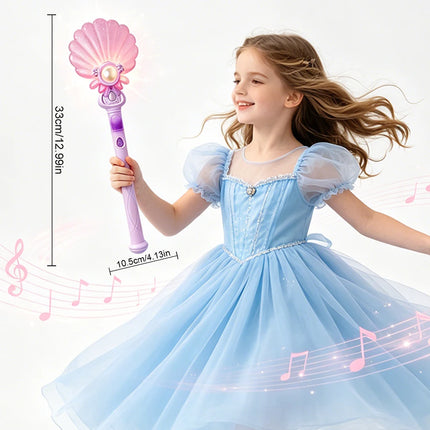 Children's Glowing Musical Shell Magic Wand, Dreamy Fairy Princess Flashing Magic Wand, Magic Props for Girls' Role-Playing Party Costumes, Stage Performance Interactive Light-Up Wand, Perfect Children's Gift, Children's Nove