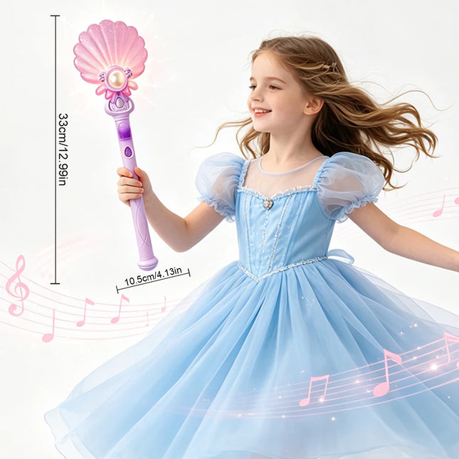 Children's Glowing Musical Shell Magic Wand, Dreamy Fairy Princess Flashing Magic Wand, Magic Props for Girls' Role-Playing Party Costumes, Stage Performance Interactive Light-Up Wand, Perfect Children's Gift, Children's Novelty Toy