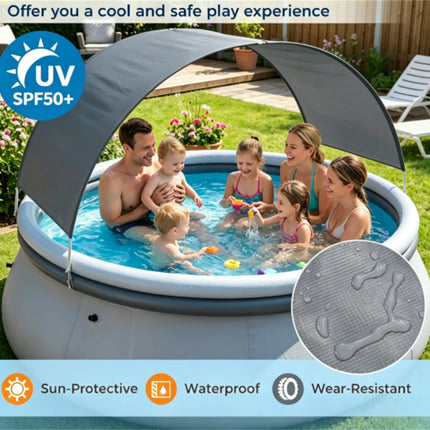 118" x 68" Large Capacity Outdoor Inflatable Swimming Pool with Sunshade Tent, Tear Resistant Heavy-Duty PVC Blow Up Pool, Portable 6-Person Family Water Pool Complete with Repair Kit for Backyard Garden Summer Party