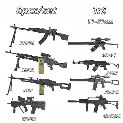 1/6 Assemble Gun Model Machine Gun Submachine Shotgun Sniper Rifle SVD AK47 MP40 MG42 Plastic Assembly Kit 8pcs/set