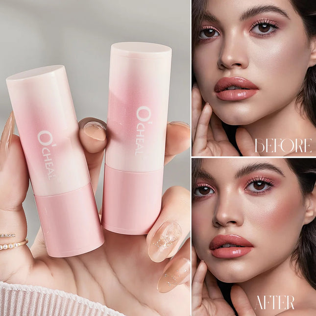 Blush Stick Brightening Contour Powder Shadow Blusher Waterproof Eyes&lip Cheek Tint Beauty Blush Stick Sponge Makeup Cosmetics