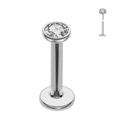 ASTM F136 G23 Titanium The ball Tragus Earring Threadless Piercing Heart Cubic zirconia Pin Daith Conch Push in Labret Stud
