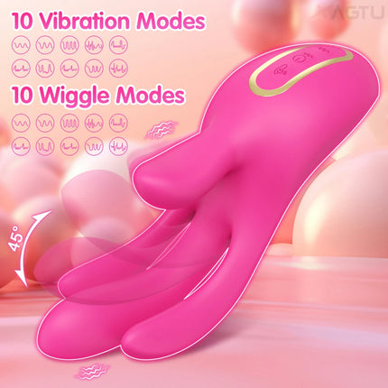 3 IN 1 Wiggle Finger Vibrator G-Spot Vagina Rabbit Vibrator Clitoris Stimulator Female Masturbation Adult Goods Sex Toy