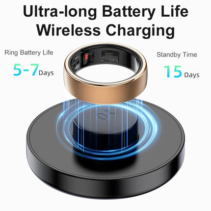 R10 Smart Ring Men Women with Wireless Charging,Health Sleep Monitor,5ATM Waterproof,Multi-sport Mode For Xiaomi Samsung Phone