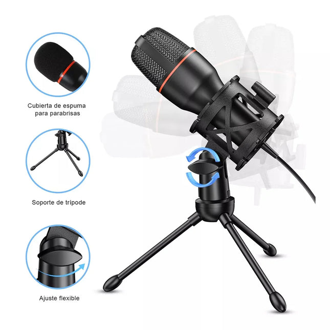 USB Wired Condenser Microphone for PC Computer Laptop Professional Gaming Accessories Streaming Live Podcast RGB Record