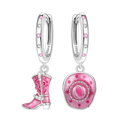 Hot Sale Original 925 Sterling Silver Zircon Pink Paw Print Earrings Heart Flower Leaf Design Women Party Jewelry Gift Ear Loops