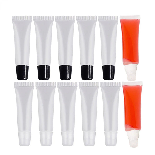 50pcs 10ml Empty Lip Gloss Tubes Clear Soft Lip Gloss Container Refillable Lipgloss Tubes for DIY Cosmetic Makeup Plastic Bottle