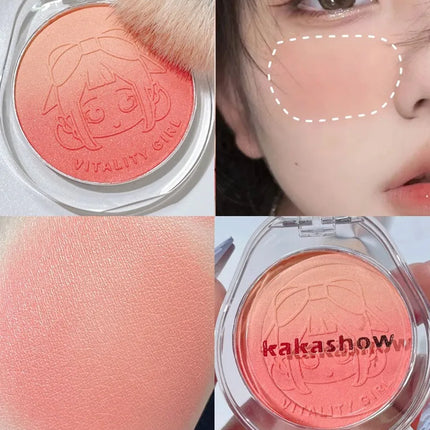 Dual gradient blush highlights natural nude makeup brightening cheeks purple blue female niche brand 2023 new
