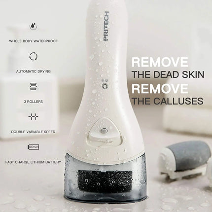PRITECH Electric Foot Callus Remover Rechargeable Portable - Professional Foot Scrubber Pedicure Kit for Dead/Dry/Cracked Skin