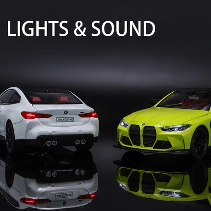 1:24 Scale M4 Sedan Car Vehicle Model Alloy Toys Boys Pull Back Diecast Metal Gift Sound Light Collect Premium Kids Auto  One Pi