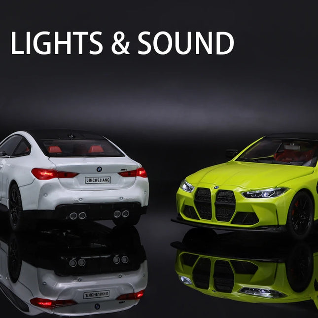 1:24 Scale M4 Sedan Car Vehicle Model Alloy Toys Boys Pull Back Diecast Metal Gift Sound Light Collect Premium Kids Auto  One Pi
