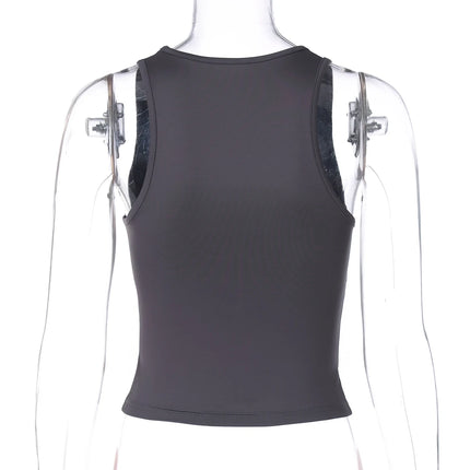 Hugcitar 2025 Summer Solid Straps Sexy Slim Crop Tank Top Women Casual Y2K Clothes Streetwear Party Sport Festival Wholesale
