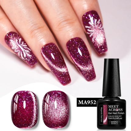 7ml Cat Reflective Magnetic Gel Nail Polish Purple Red Glitter Semi Permanent UV Gel Varnish Soak Off Nail Supplies Manicure DIY
