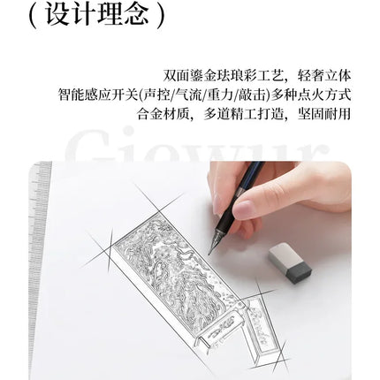 New Voice-controlled Embossed Alloy Kerosine Lighter,Intelligent Voice-controlled Ignition Open Flame Men's Personalized Lighter
