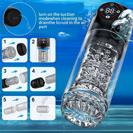 Automatic Male Masturbator Cup 7 Sucking Rotating Licking Modes Pocket Pussy Stroker Blowjob Penis Pump Sex Toys For Men