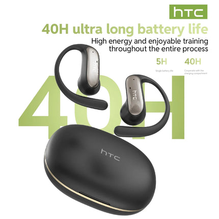【HTC NE52】 Bluetooth Earphones AI OWS Sport Wireless Headphone with Mic Powerful Bass Earbuds AI Translation Earbuds Long Life