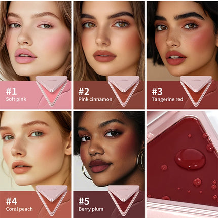 Lakerain Triangle Cream Blush Cream Matte Cream Non-greasy Easy to Push Color Saturation High Natural Rosy Rouge Blush Cream