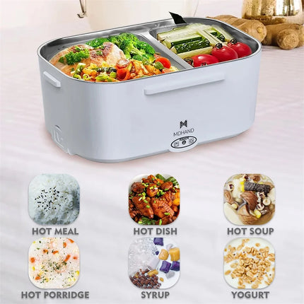 New 65W 1.5L Large Capacity 12V 24V Car Electric Lunch Box Portable Home 110V 220V Electric Lunch Box with Insulation Bag