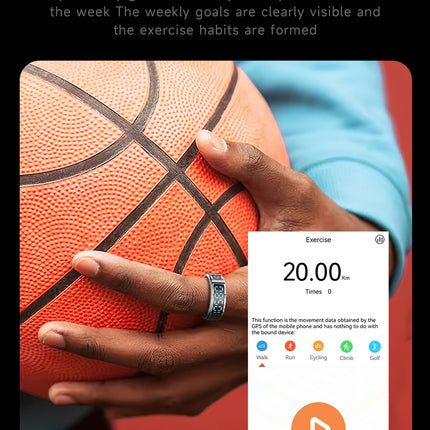 SR08 Display Screen Smart Ring Smart Touch Fitness Tracker Stainless Steel 5ATM IP68 Waterproof Intelligent Ring For Men Women