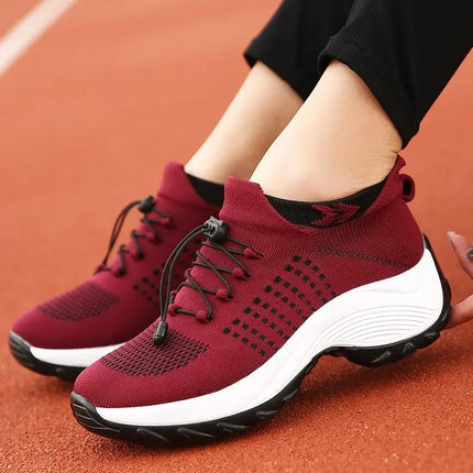 Outdoor Women Walking Sneakers Fashion Jogging Sock Shoes Youth Girls Trainers Breathable Ladies Platform Non-Slip Light Loafers