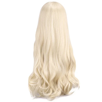 Long Wavy Synthetic Blonde Wig Natural Hairline Cosplay Party Costume Women Heat Resistant Fiber Daily Wear