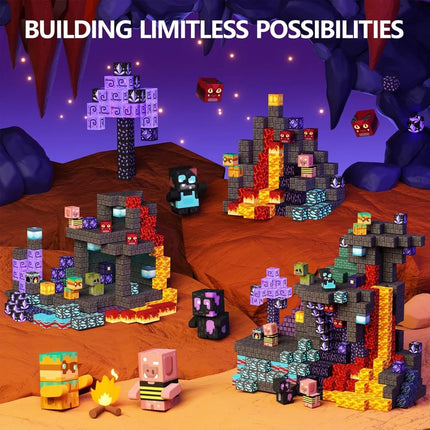 Magnetic Building Blocks Toy Mine World Magnet Castle Blossom Cave Cube Set Brick Cube Christmas Halloween Toys Boy Girl Gift