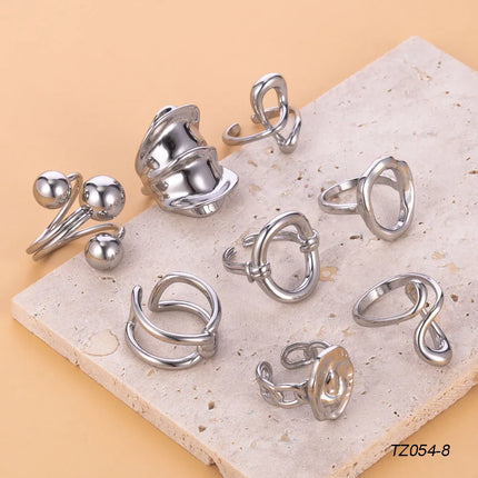 CARLIDANA Stainless Steel Silver Color Open Irregular Circle Finger Rings Titanium Steel Personalized Geometric Open Ring Women