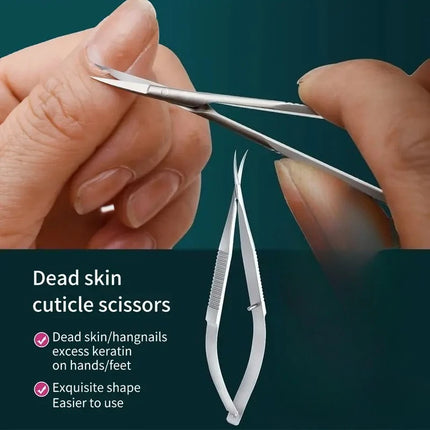 1pc Professional Nail Dead Skin Remover Stainless Steel Eyebrow Scissors Durable Curved Cross-Tail Design Nail Care Beauty Tools