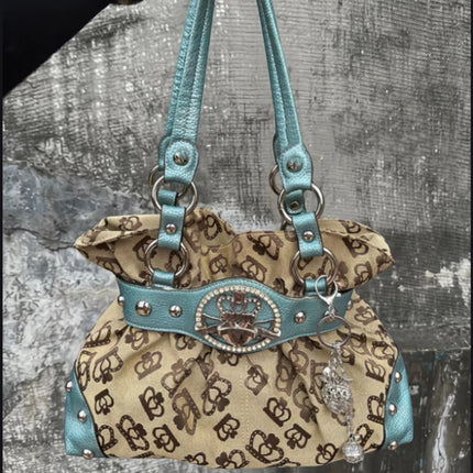 Millennial Hot Girl Letter Print Tote Bag Women Large Capacity Handbag Shoulder Bag Color Block Splicing Fashionable Ladies Bag