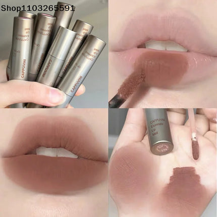 Cappuvini Mini Silver Tube Matte Velvet Lip Gloss – Waterproof, Non-Stick, Smudge-Proof, Long-Lasting Liquid Lipstick