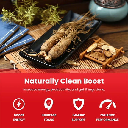 Korean Red Ginseng Supplement - High Potency for Energy, Focus, Performance, Vitality & Immune Support - for Men and Women